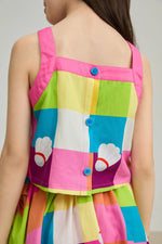 Rainbow Check Linen Tank Top