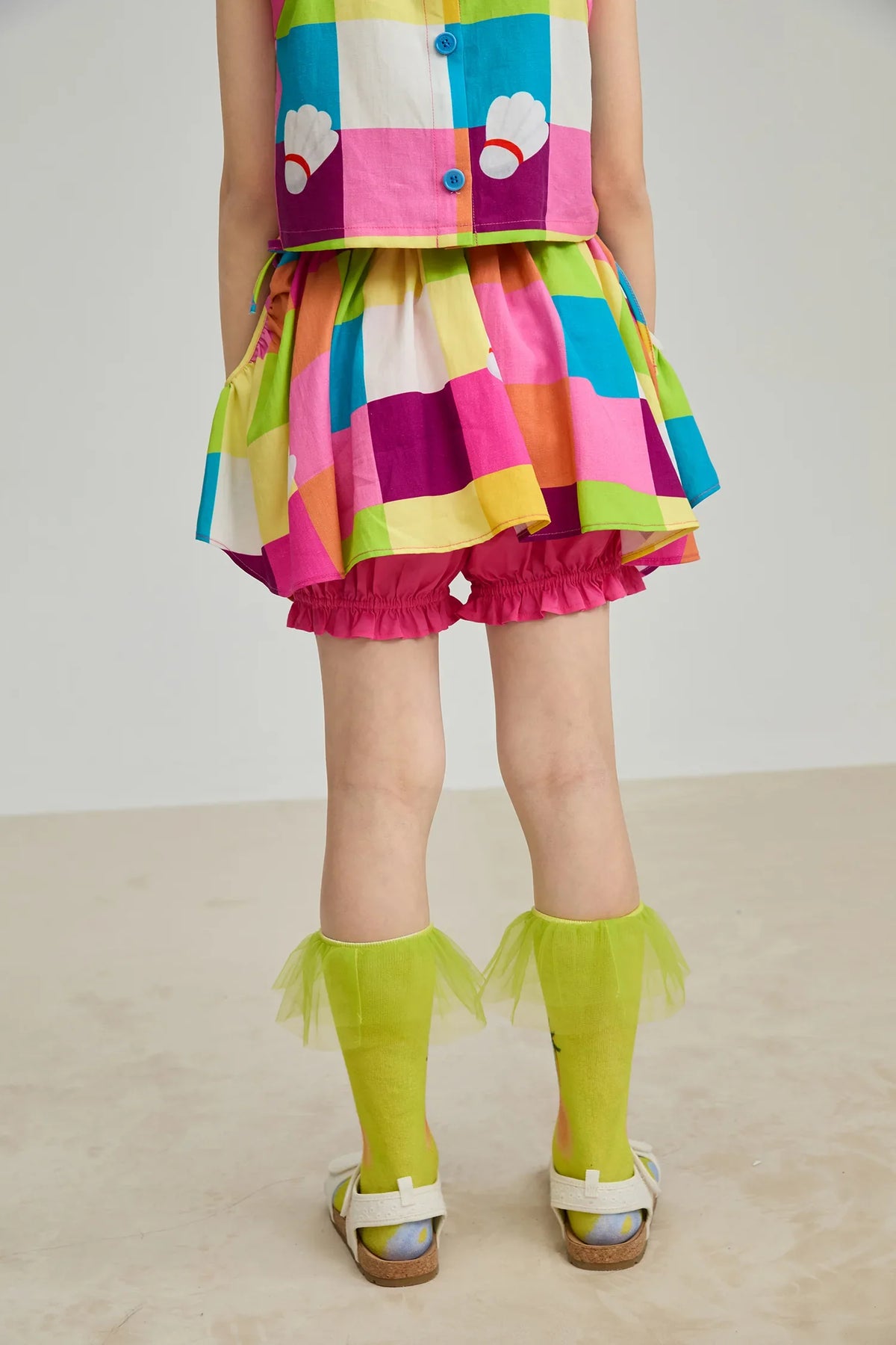 Rainbow Check Linen Tank Top