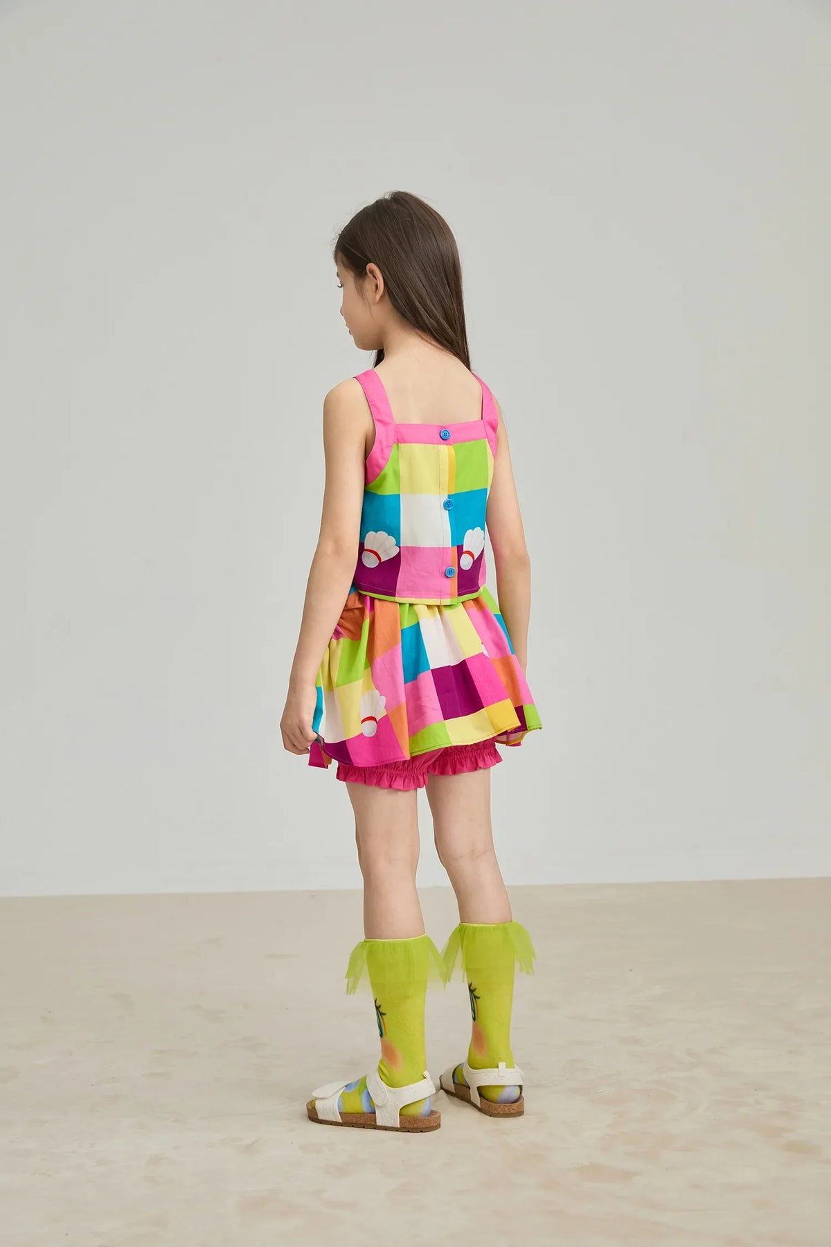 Rainbow Check Linen Tank Top