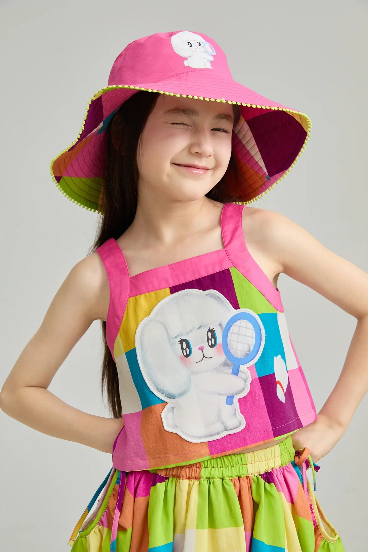 Rainbow Check Linen Tank Top