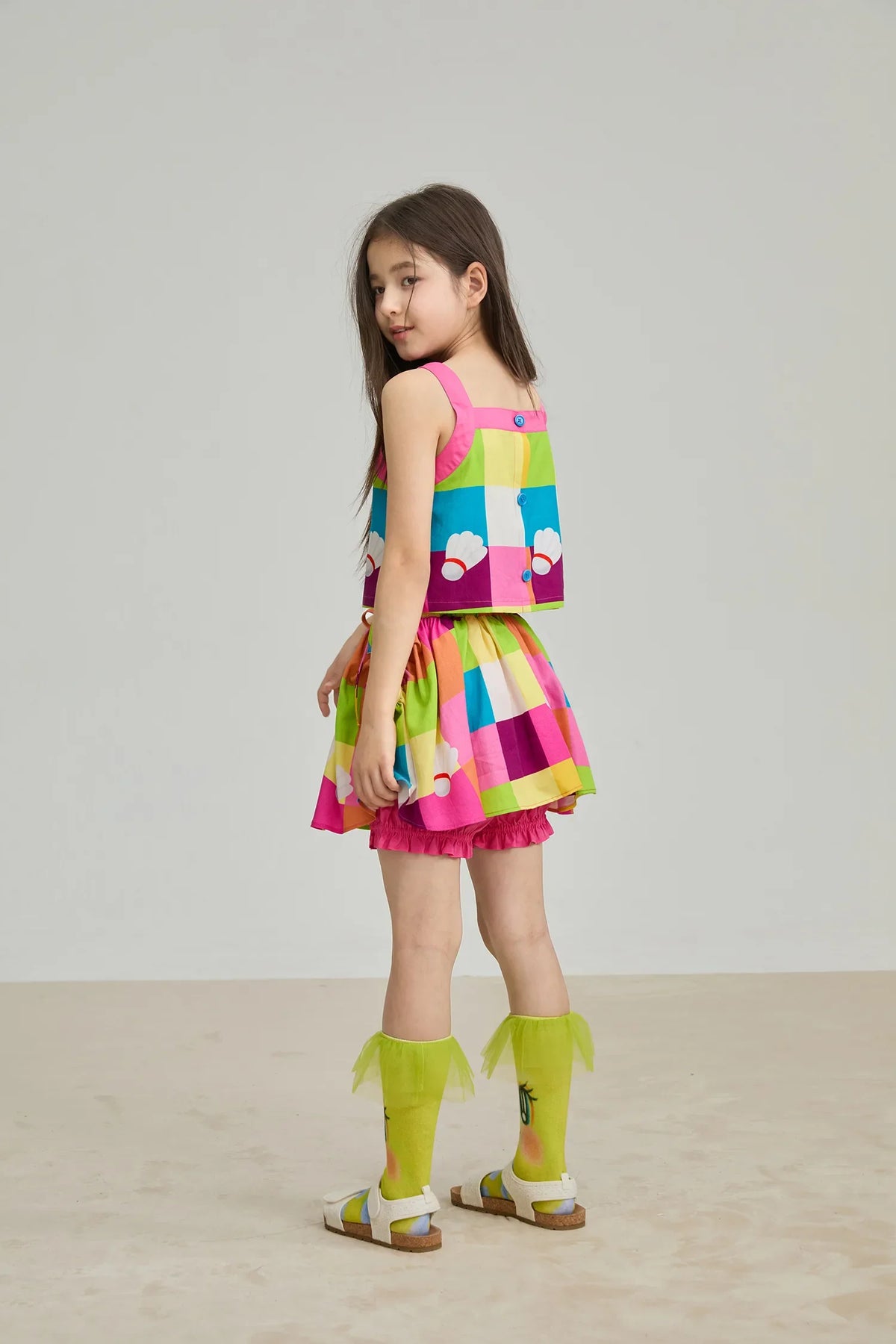 Rainbow Check Linen Tank Top