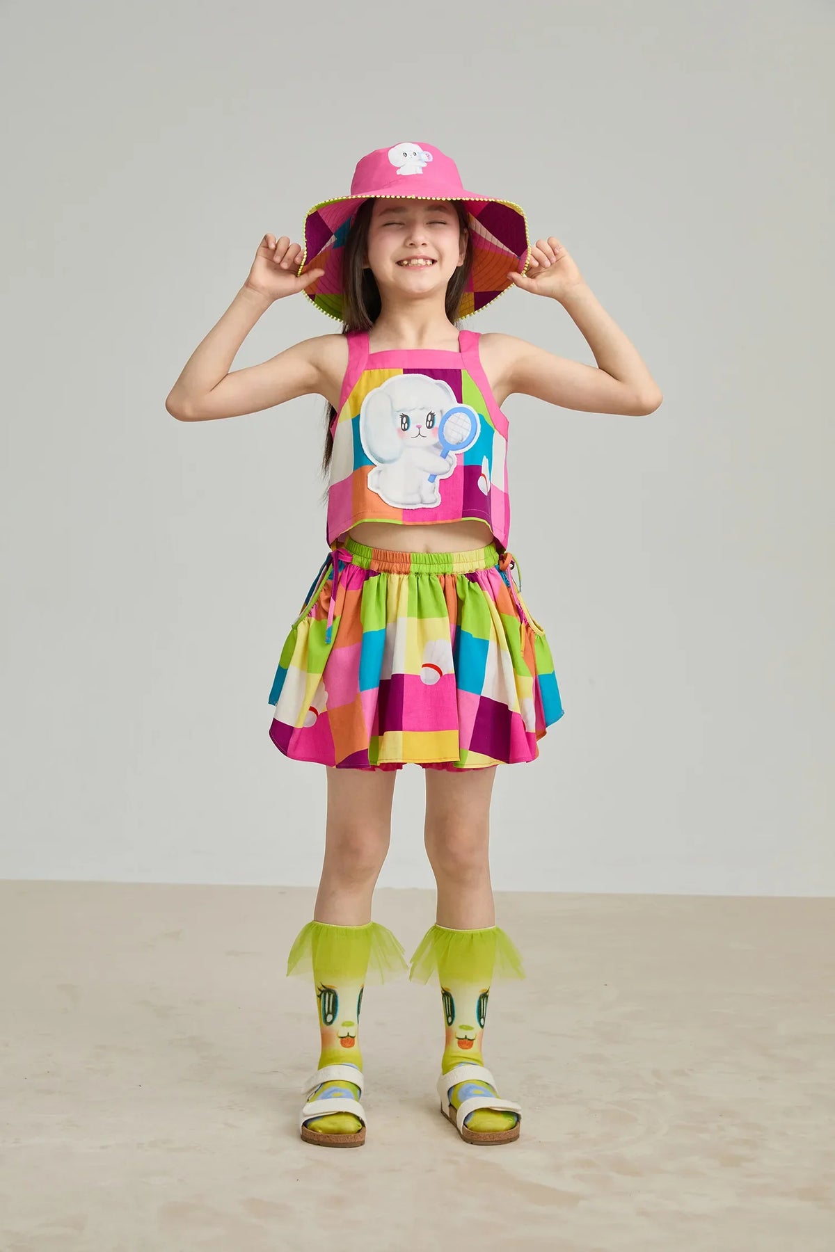 Rainbow Check Linen Tank Top
