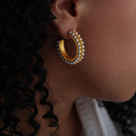 AKOYA HOOP EARRING 18K GOLD PLATED