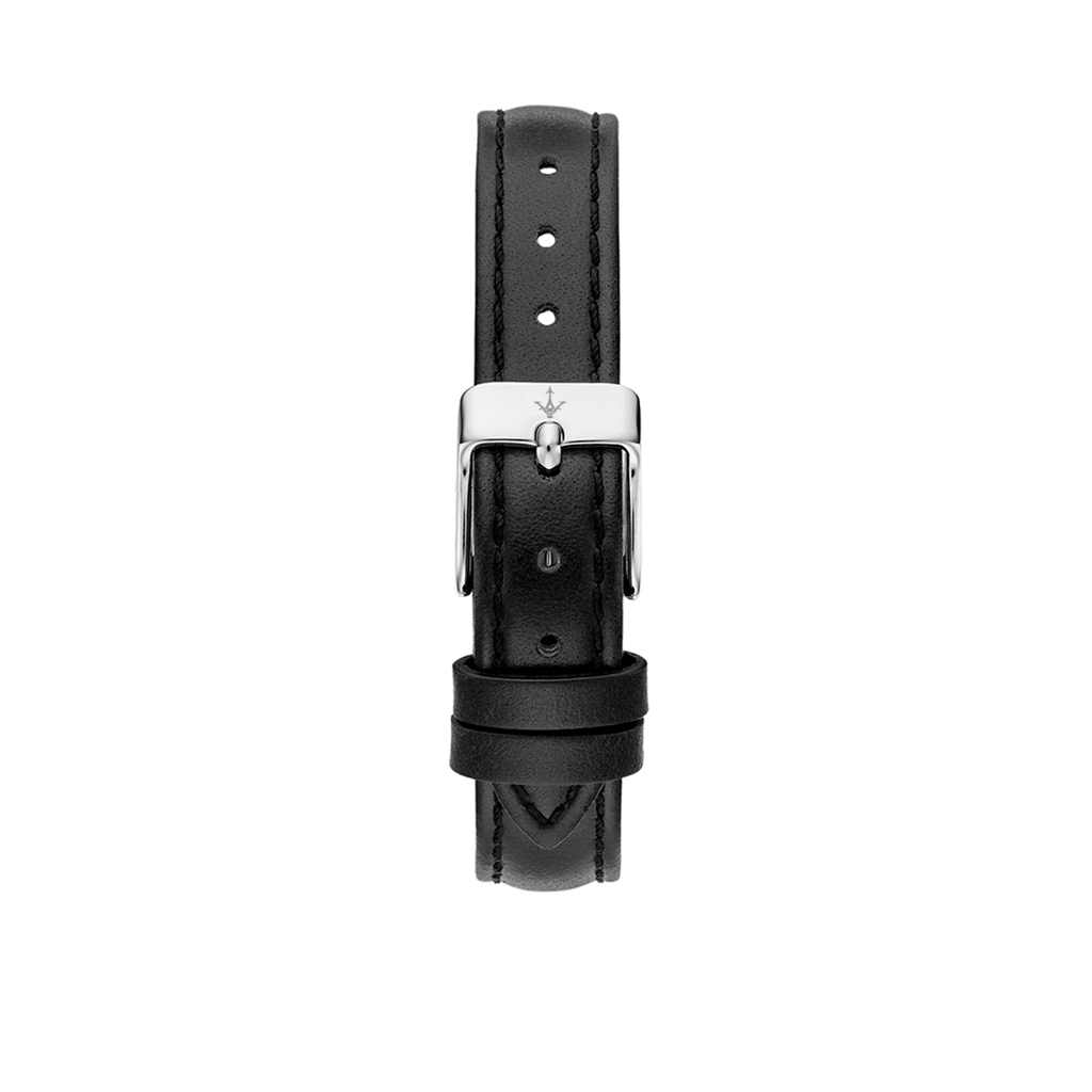 BLACK LEATHER STRAP SILVER