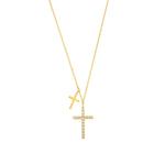 DOUBLE CROSS NECKLACE 18K GOLD PLATED
