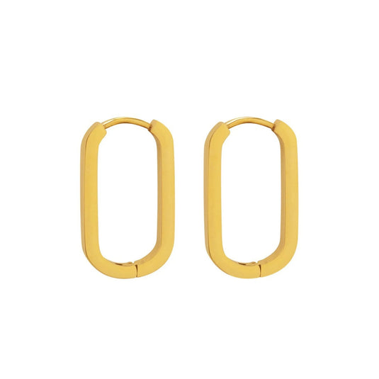 OVAL HOOP EARRING 18K GOLD PLATED