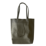Leder Shopper mit Innentasche Dunkelgrau