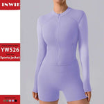 Autumn High Elastic Gym Sports Top Women Long Sleeve Cardigan Slim-fit Zipper Namma Markt