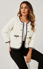 Straight Boucle Jacket In White Namma Markt