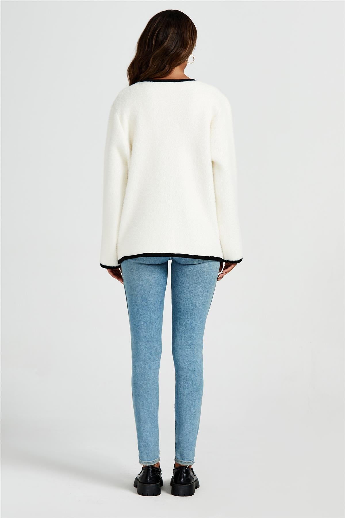 Relaxed Boucle Jacket In Cream White