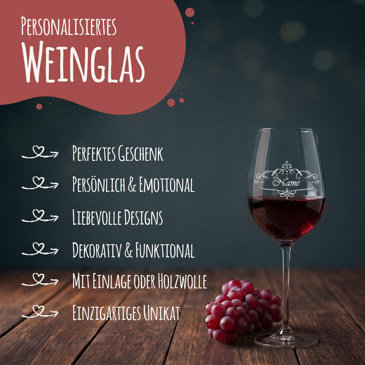 Stölzle Lausitz Weinglas "Der beste Wein nur mit Freunden" inkl. bedruckter Holzkiste & Riesling Tandem