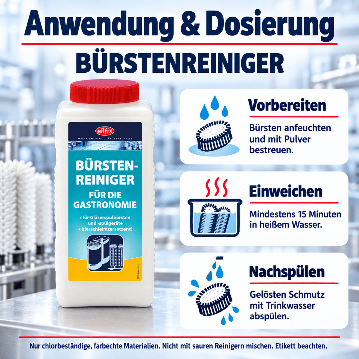 EILFIX Bürstenreiniger – für Gläserspülbürsten und -geräte, bleichend