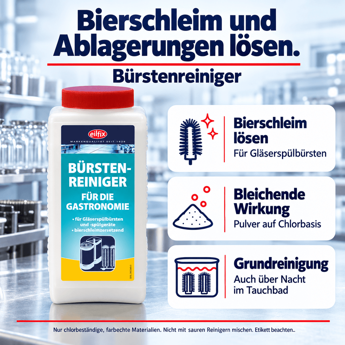 EILFIX Bürstenreiniger – für Gläserspülbürsten und -geräte, bleichend