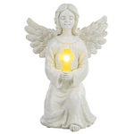 Engel Figur Gartendeko Solar Gartenfiguren Außen LED 22x16 Schutzengel Grab