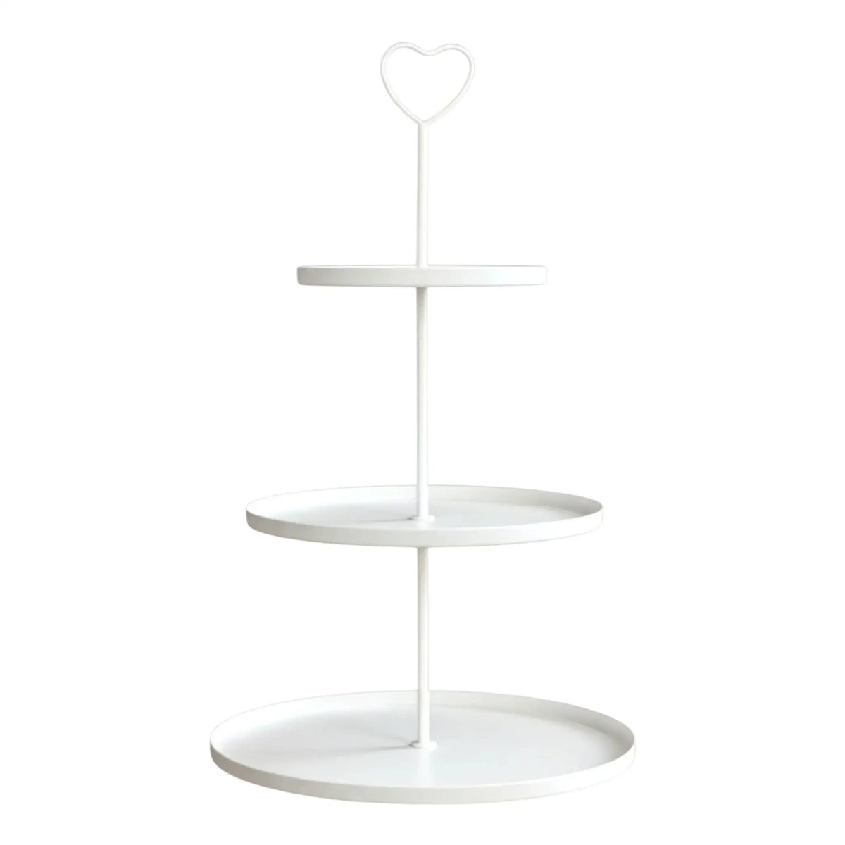 Etagere Paris weiß 48x30 rund Metall 3 Schichten 3-Stöckig Vintage Muffin Herz