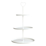 Etagere Paris weiß 48x30 rund Metall 3 Schichten 3-Stöckig Vintage Muffin Herz