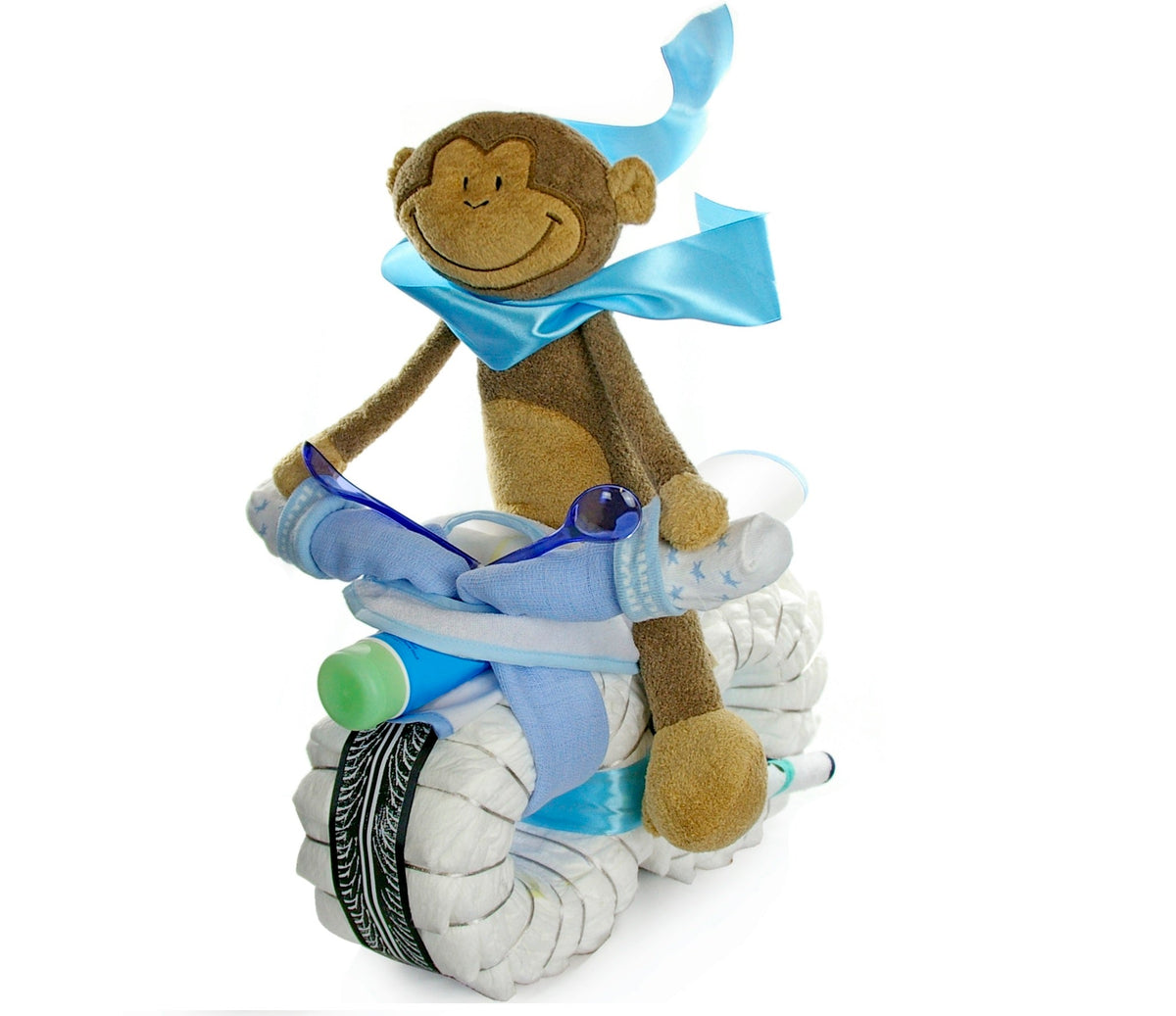 Windelmotorrad Rockstar – Windeltorte für Jungen, blau