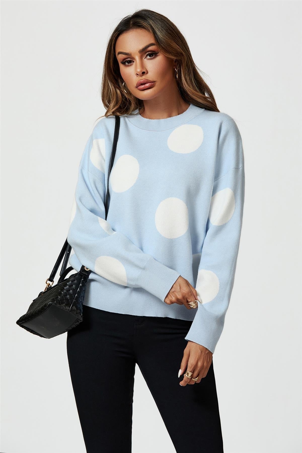 Dot Pattern Knitted Jumper In Blue