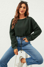 Perfectly Oversized Cropped Sweatshirt In Dark Green