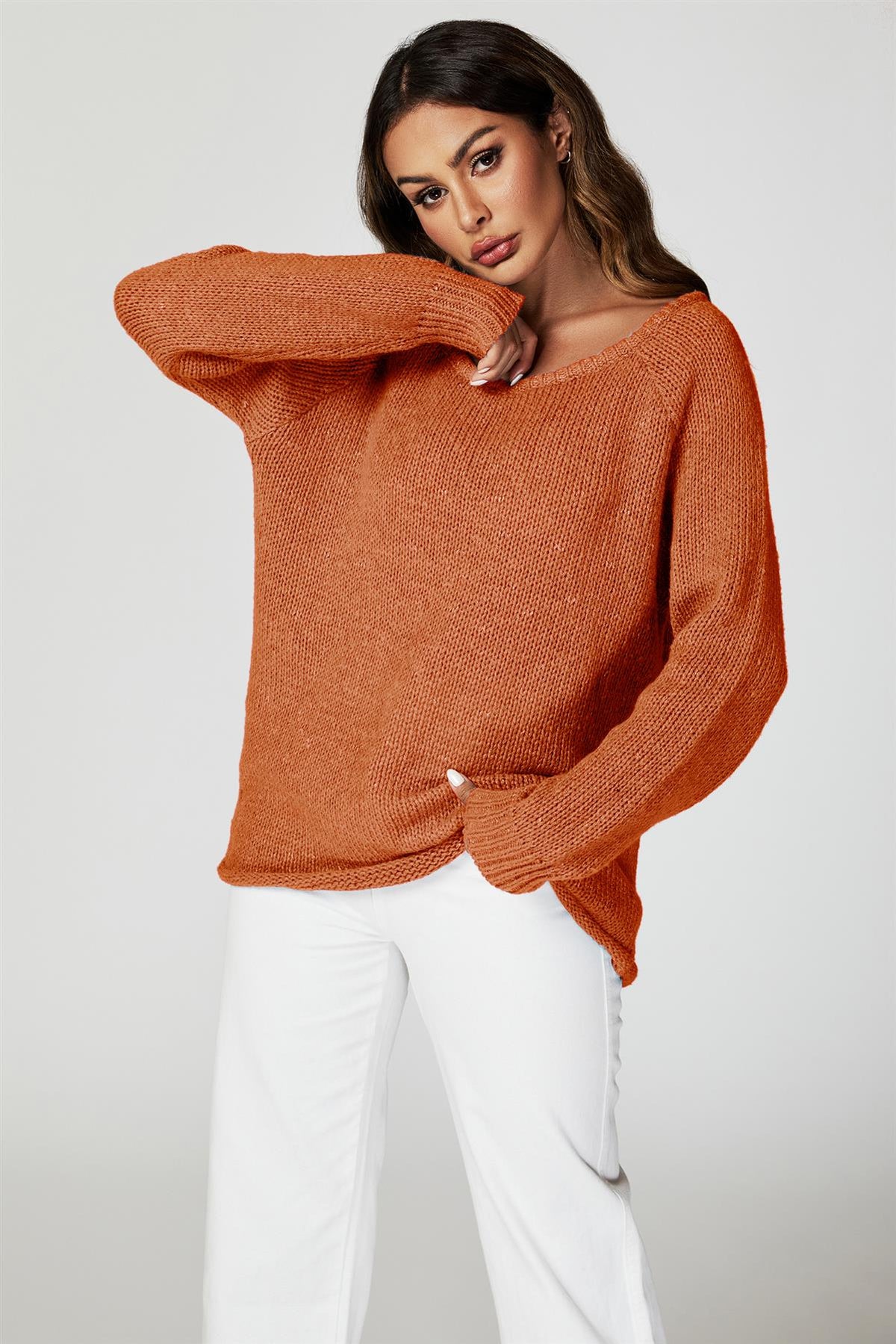 Comfy Jumper Top In Orange
