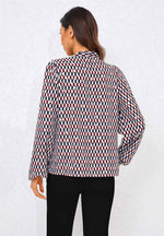 Geo Print Side Tie Blouse Top In Wine