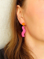 Wormly Ohrringe mit Edelstahl Steckern in orange pink