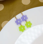 Bunte Blumen Ohrhänger violett lime