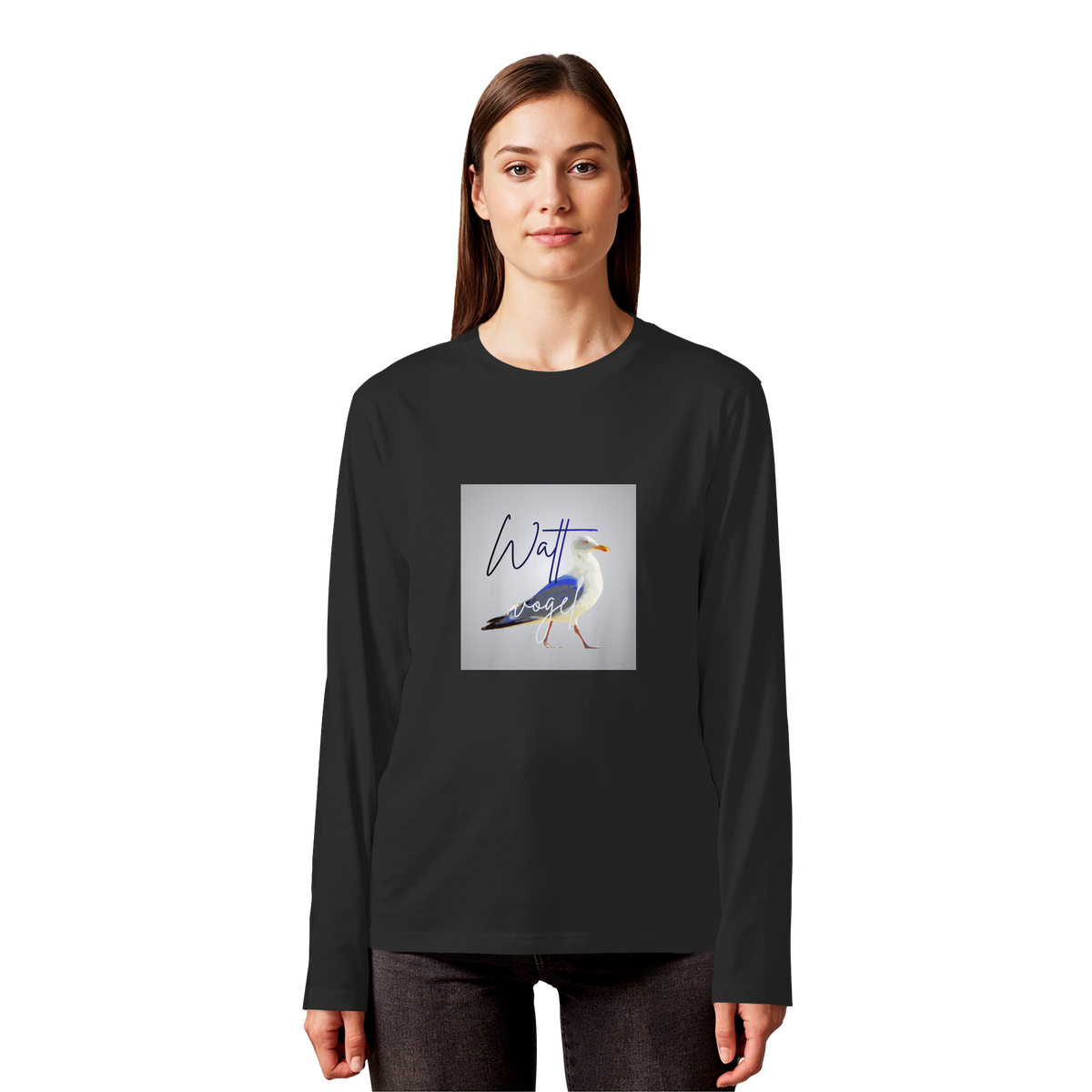 Wattvogel Motiv mit Nordsee Möwe  - Unisex Longsleeve T-Shirt