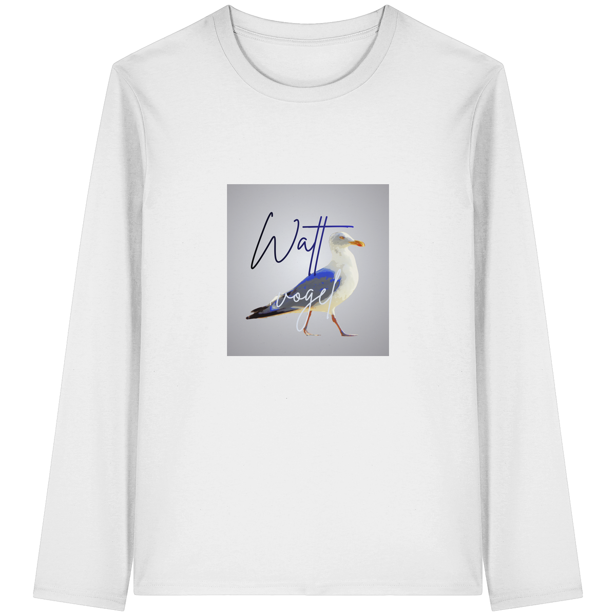 Wattvogel Motiv mit Nordsee Möwe  - Unisex Longsleeve T-Shirt
