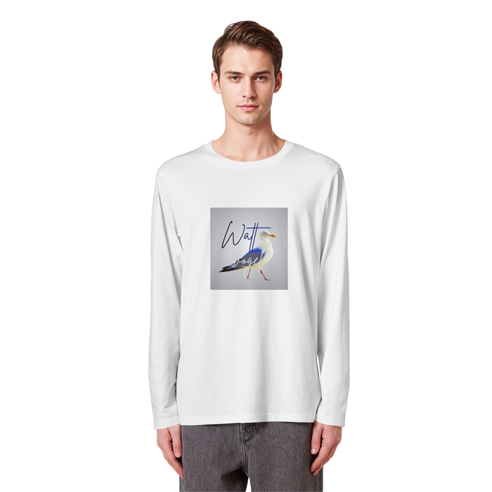 Wattvogel Motiv mit Nordsee Möwe  - Unisex Longsleeve T-Shirt