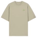 Core Oversize T-Shirt 200 g/m² – Bio-Baumwolle, grüne Stickerei