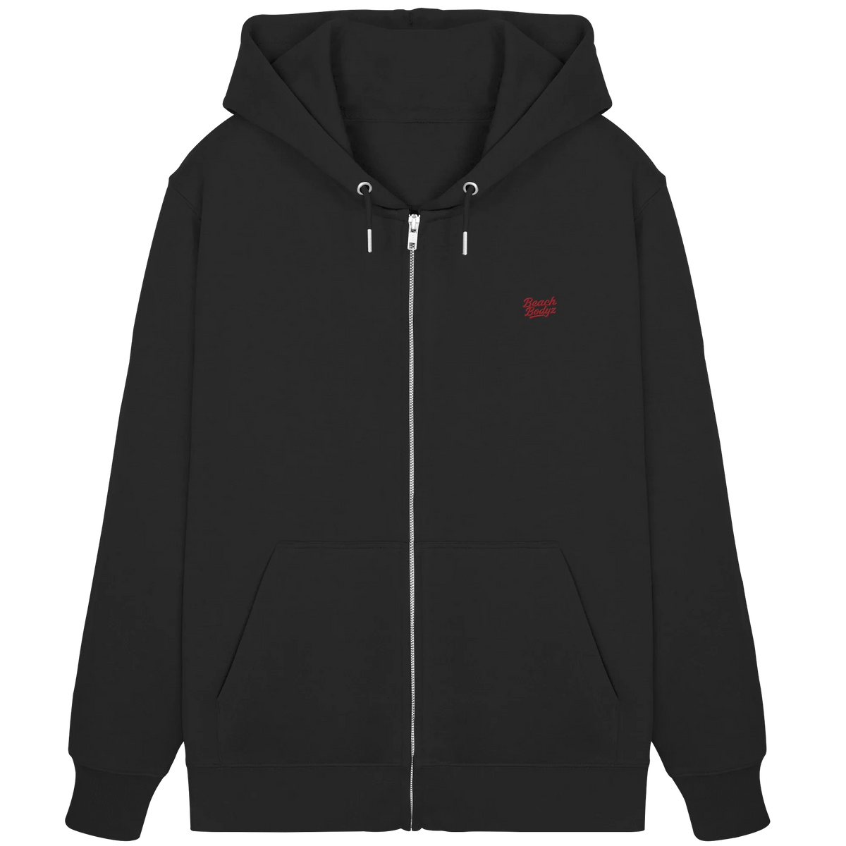 Power Zip Hoodie 350 g/m² – Bio-Baumwolle, rote Stickerei