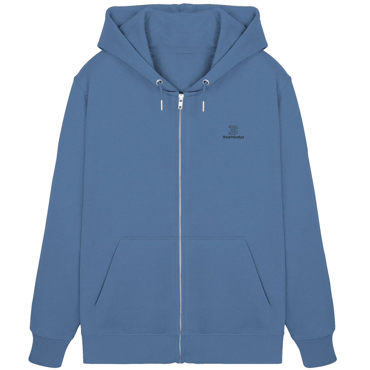 Standard Zip Hoodie 350 g/m² – Bio-Baumwolle, schwarze Stickerei