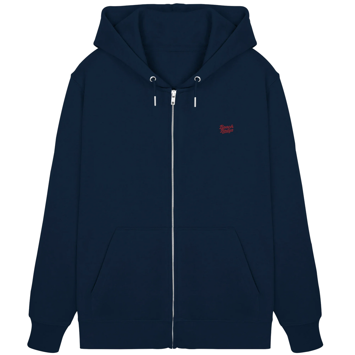 Power Zip Hoodie 350 g/m² – Bio-Baumwolle, rote Stickerei