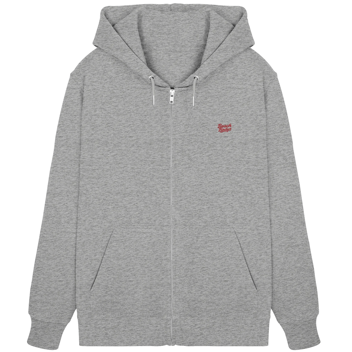 Power Zip Hoodie 350 g/m² – Bio-Baumwolle, rote Stickerei
