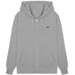 Power Zip Hoodie 350 g/m² – Bio-Baumwolle, rote Stickerei