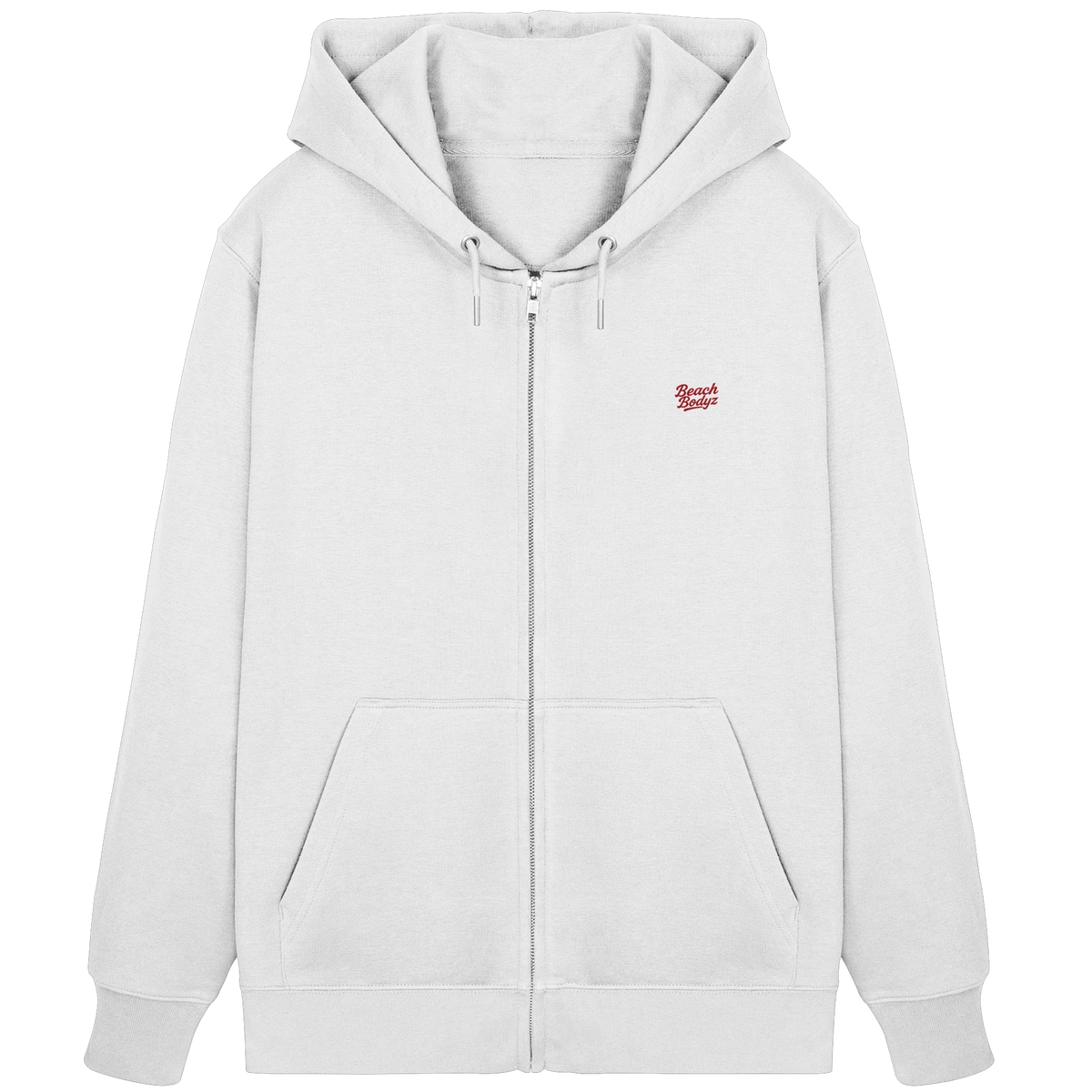 Power Zip Hoodie 350 g/m² – Bio-Baumwolle, rote Stickerei