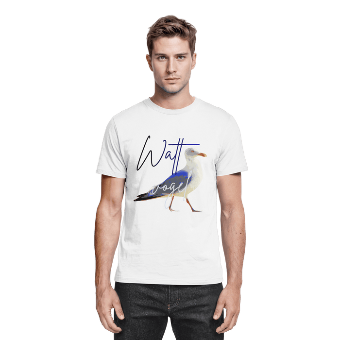 Wattvogel® Premium T-Shirt Nordsee Möwe | Maritimes Künstler Design Shirt Namma Markt
