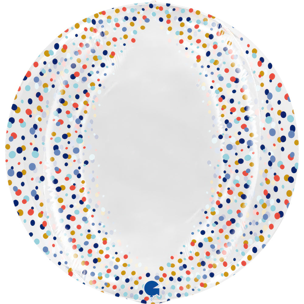 Folienballon "Transparent Confetti 4D" 48 cm | Mehrfarbig