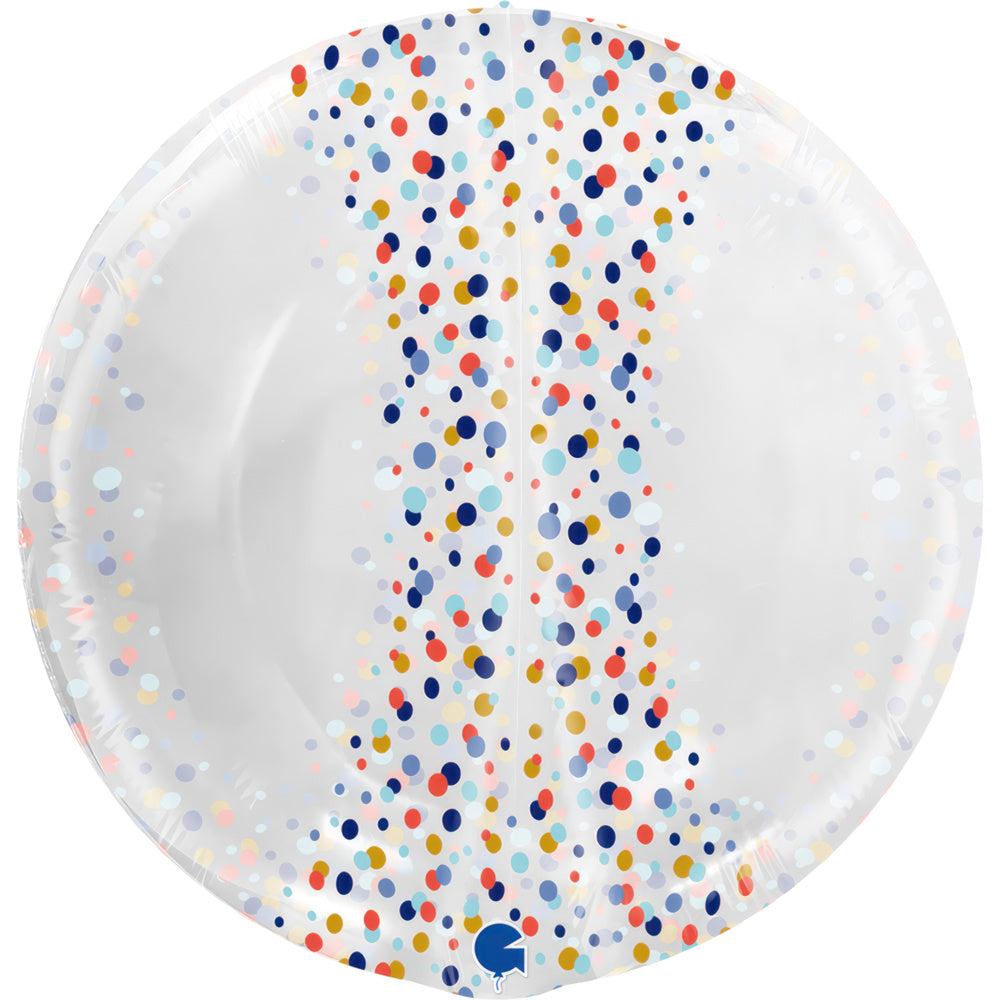 Folienballon "Transparent Confetti 4D" 48 cm | Mehrfarbig