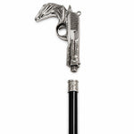 Gehstock aus Metall "Pistole" | Schwarz Silber
