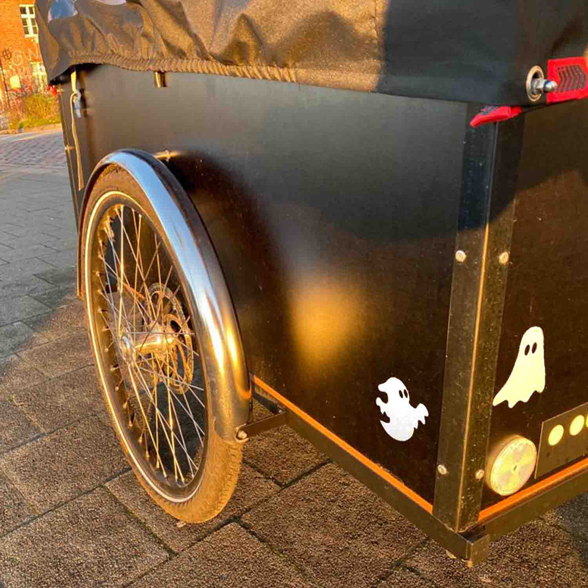 Reflektor Aufkleber Ghost - Geister Schwarz Cargo Bike – 2 Bögen