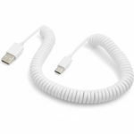 Spiralkabel USB-C auf USB-A (USB 2.0-kompatibel), 100–200 cm, Weiß | System-S