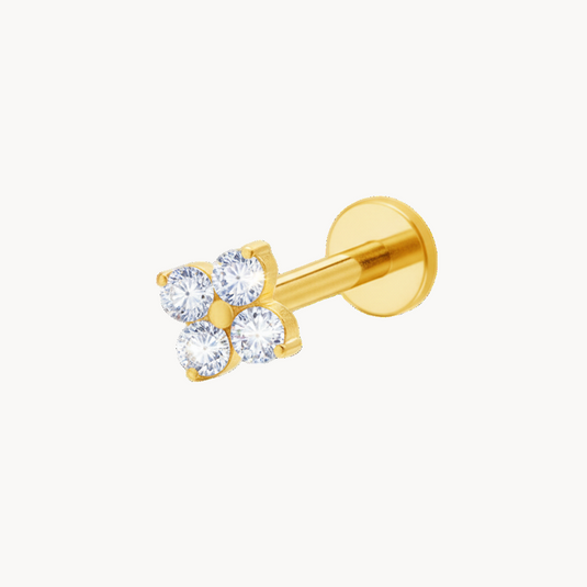 Vierkristall Labret aus Titan