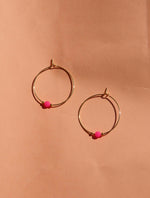 Pink Neon Perle an goldener Edelstahl Creole