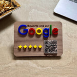 Google Bewertung Aufsteller Schild für Unternehmen Läden Shops Restaurants. QR Code und NFC