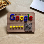 Google Bewertung Aufsteller Schild für Unternehmen Läden Shops Restaurants. QR Code und NFC