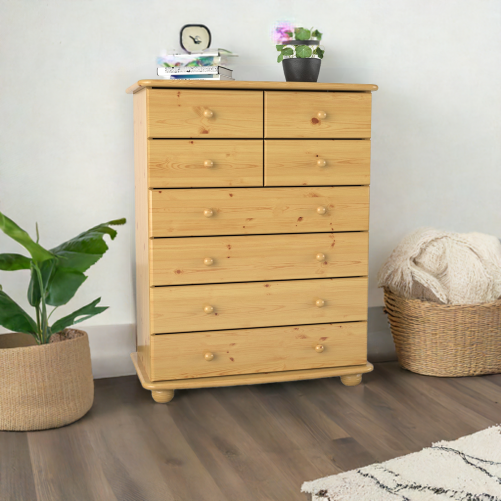 Anika Bio Kiefer Massivholz Kommode 8-Schubladen aus 100% Bio Kiefer