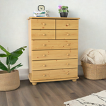 Anika Bio Kiefer Massivholz Kommode 8-Schubladen aus 100% Bio Kiefer