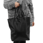 Leder Shopper mit Innentasche Altsilber